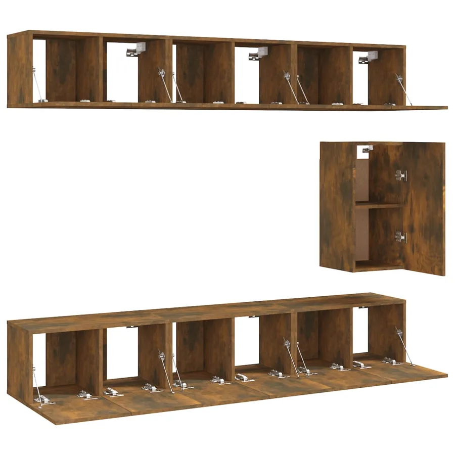 Ensemble de meubles TV 7 pcs Chêne fumé Bois d'ingénierie - 4