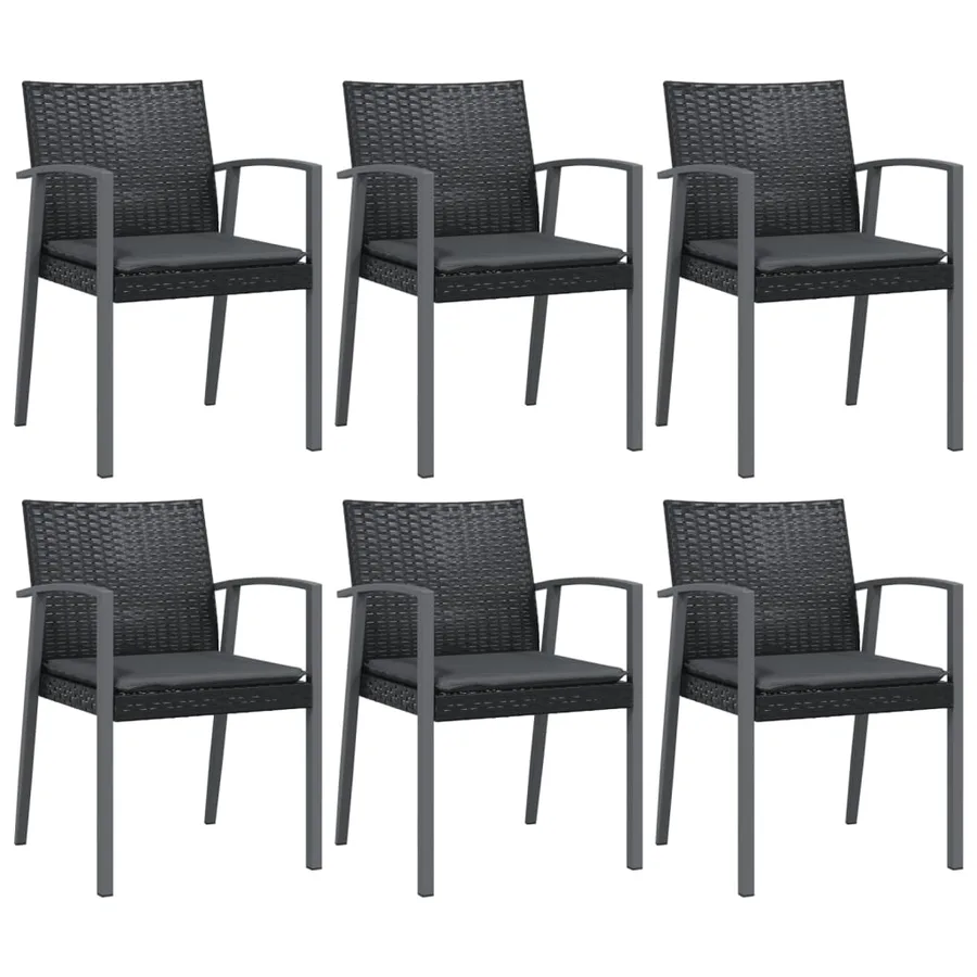 Ensemble à manger de jardin 7 pcs coussins résine tressée acier - 4