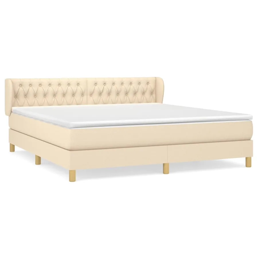 Sommier à lattes de lit avec matelas Crème 180x200 cm Tissu - 2