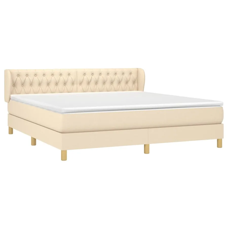 Sommier à lattes de lit avec matelas Crème 180x200 cm Tissu - 3