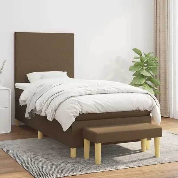 Sommier à lattes de lit avec matelas Marron foncé 80x200 cm