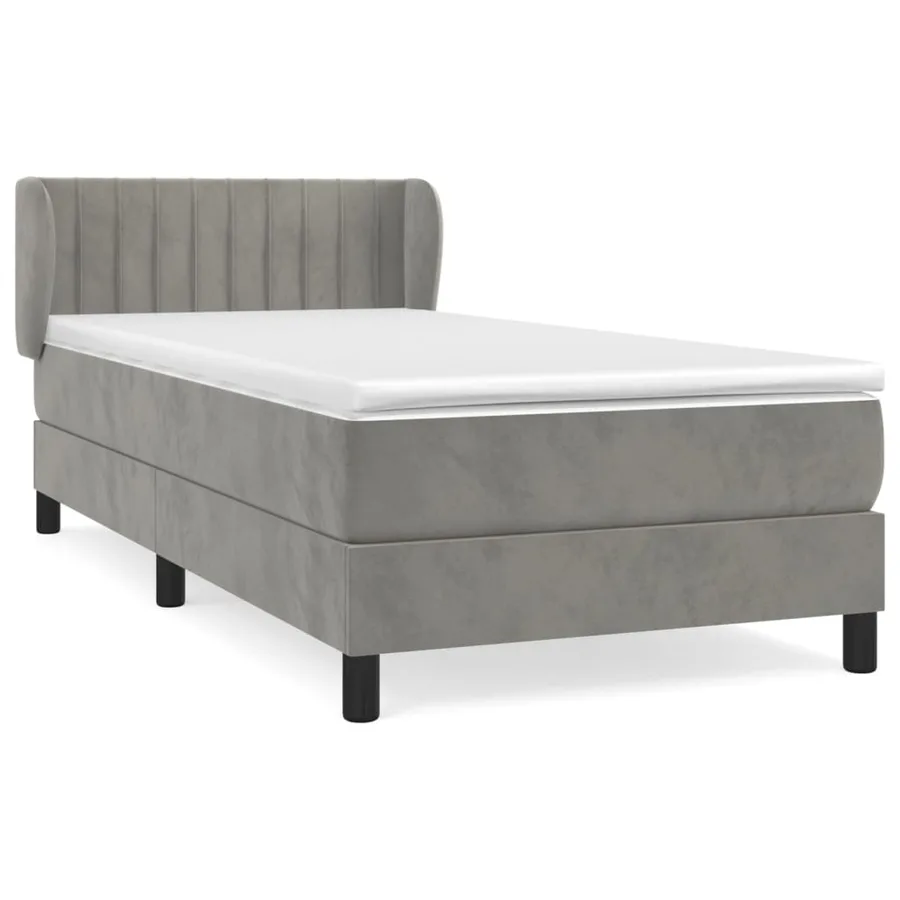 Sommier à lattes de lit et matelas Gris clair 80x200 cm Velours - 2