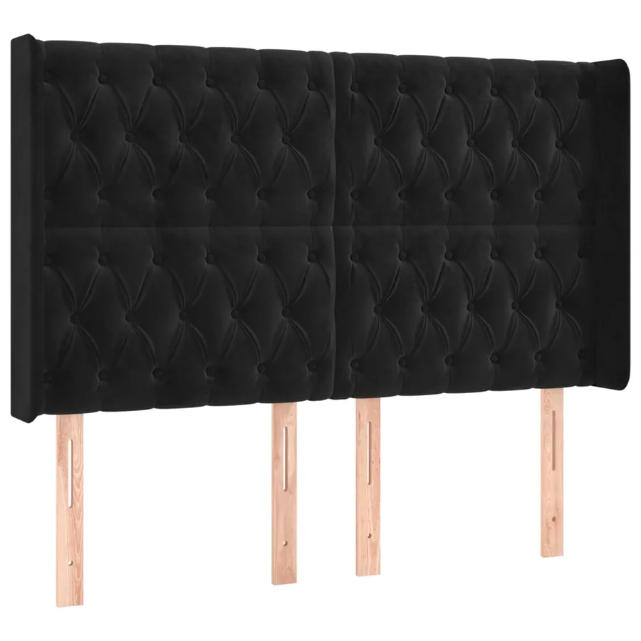 Sommier à lattes de lit matelas et LED Noir 140x200 cm Velours - 7