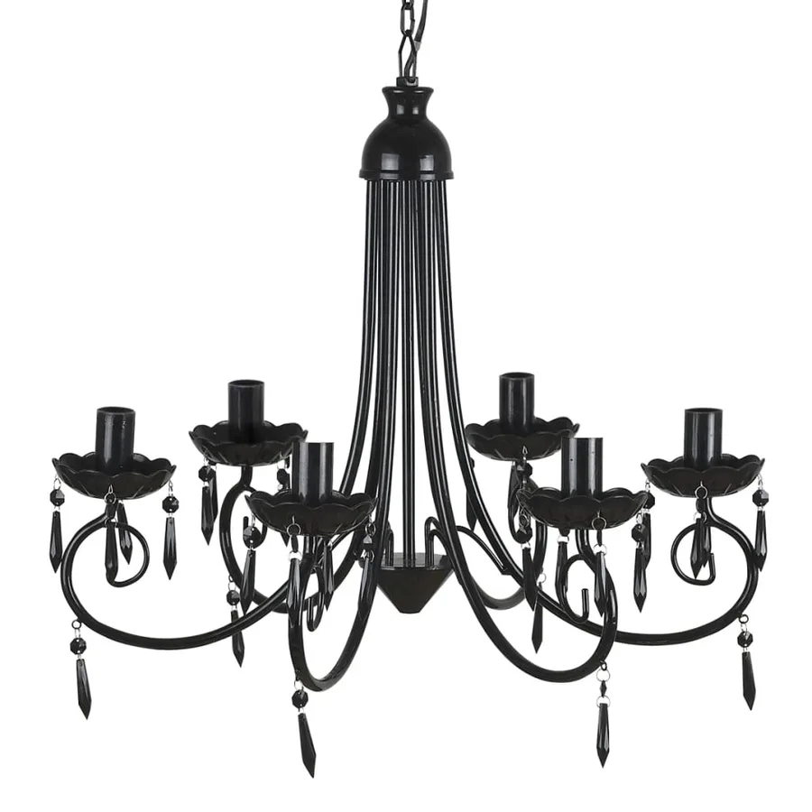 Lustre suspendu Noir 6 douilles d'ampoule - 2