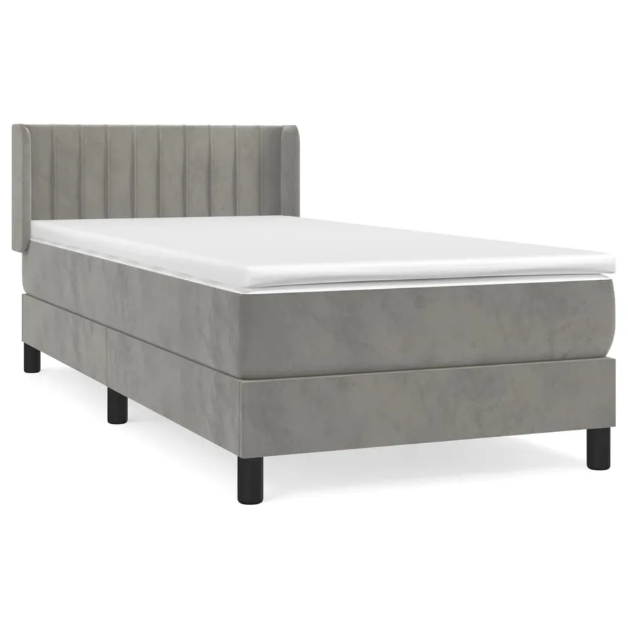Sommier à lattes de lit et matelas Gris clair 80x200 cm Velours - 2