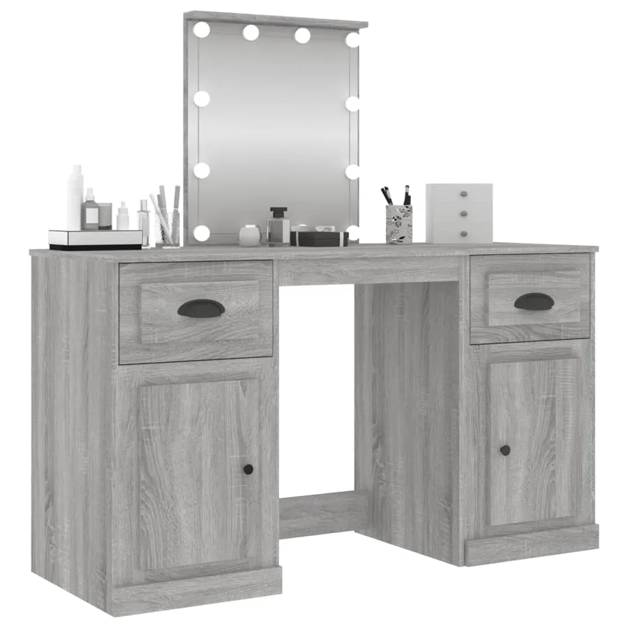 Coiffeuse avec LED sonoma gris 130x50x132,5 cm - 4