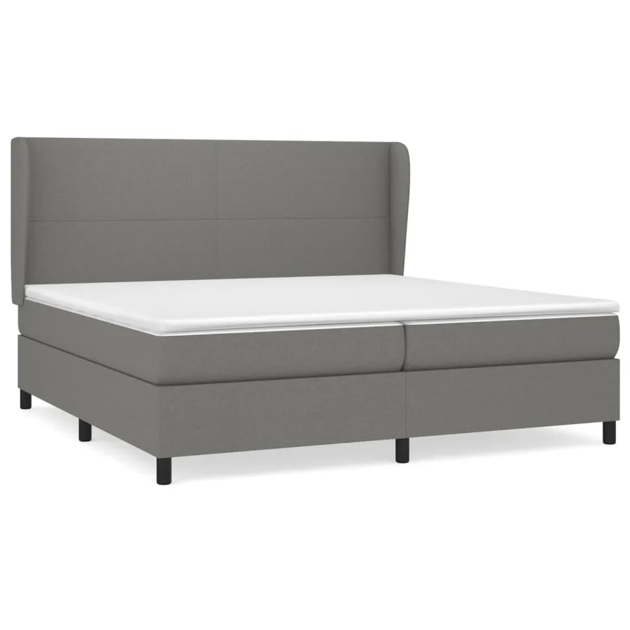 Sommier à lattes de lit avec matelas Gris foncé 200x200cm Tissu - 2