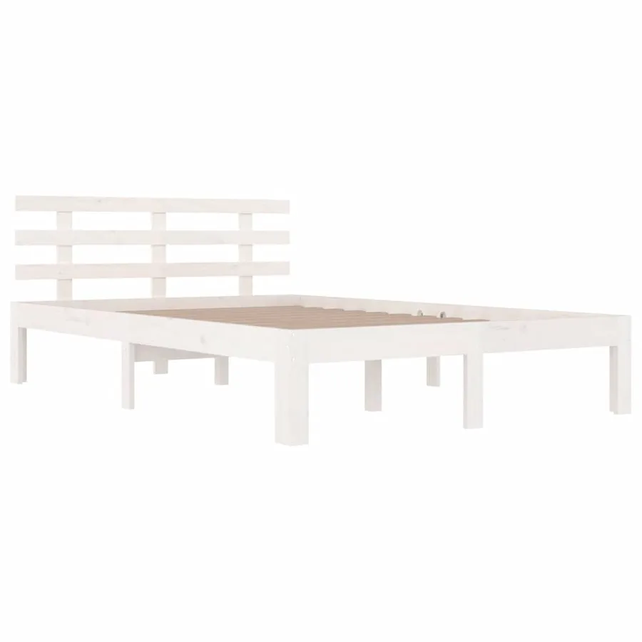 Cadre de lit sans matelas blanc bois massif 150x200 cm - 3