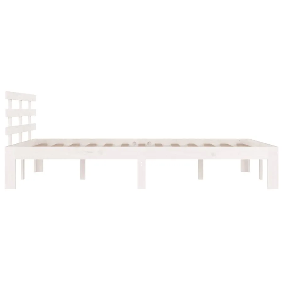 Cadre de lit sans matelas blanc bois massif 150x200 cm - 5