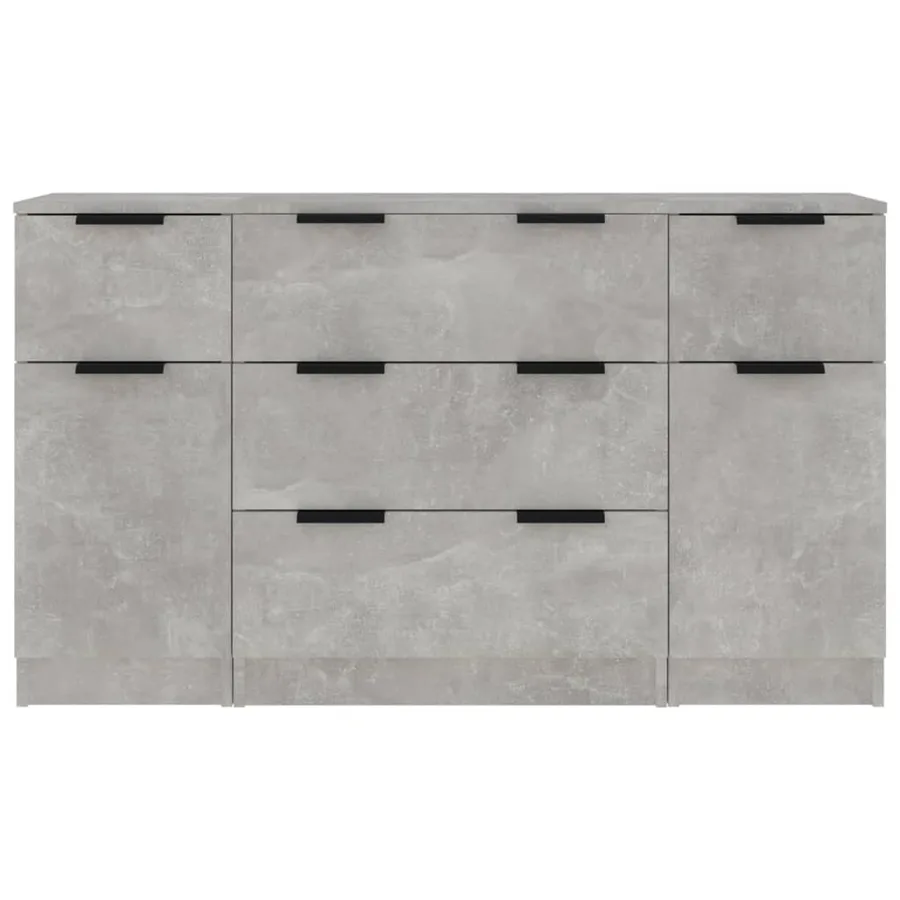 Ensemble de buffets 3 pcs Gris béton Bois d'ingénierie - 5