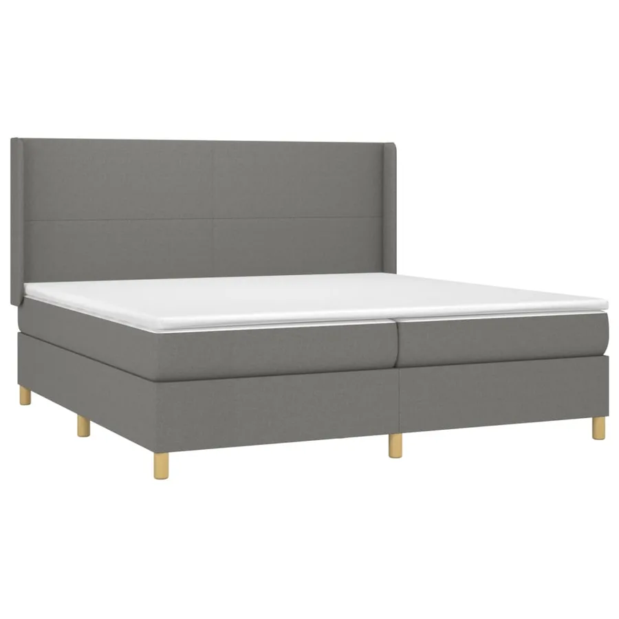 Sommier à lattes de lit avec matelas Gris foncé 200x200cm Tissu - 3