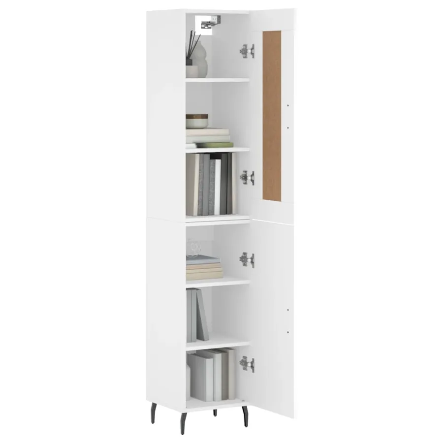 Buffet haut Blanc 34,5x34x180 cm Bois d'ingénierie - 3
