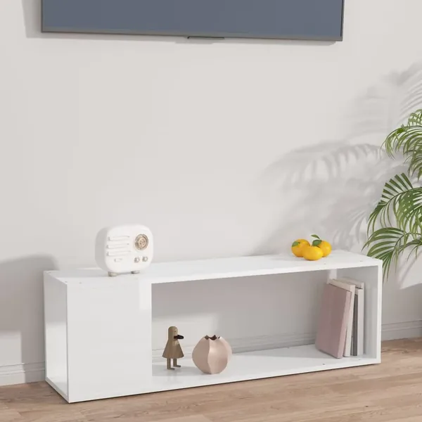 Meuble TV Blanc brillant 100x24x32 cm Bois d'ingénierie