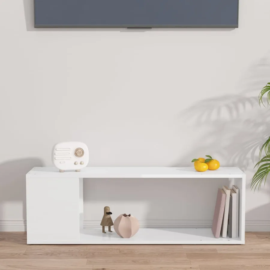 Meuble TV Blanc brillant 100x24x32 cm Bois d'ingénierie - 5