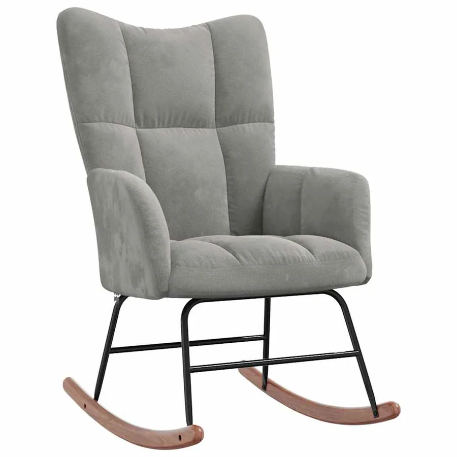 Chaise à bascule Gris clair Velours - 2