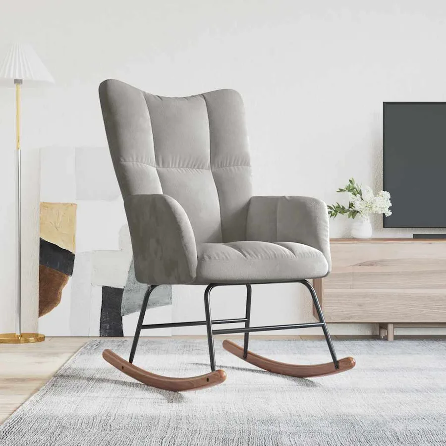 Chaise à bascule Gris clair Velours - 3