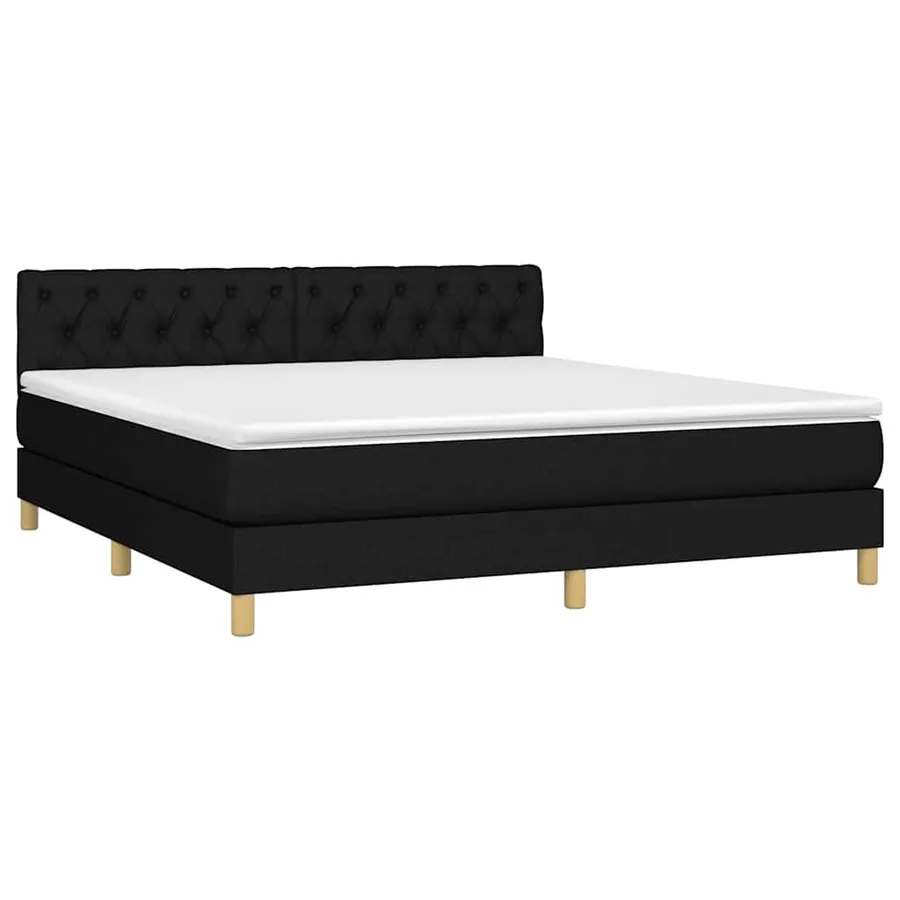 Sommier à lattes de lit avec matelas LED Noir 160x200 cm Tissu - 3