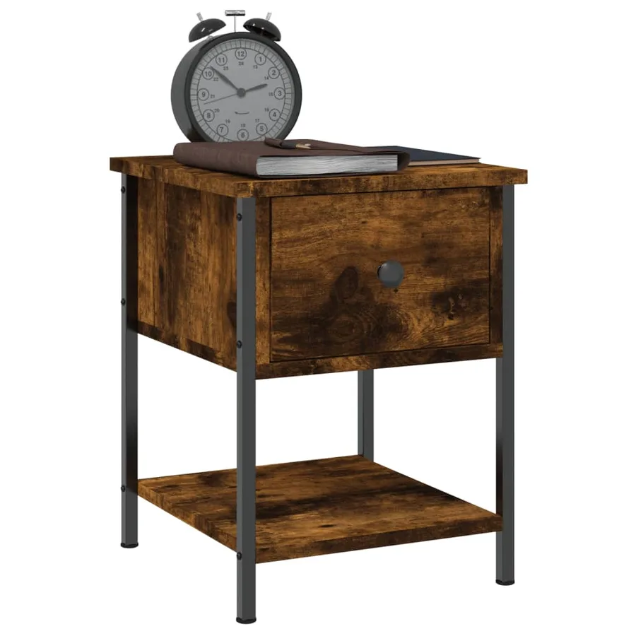 Table de chevet chêne fumé 34x35,5x45 cm bois d'ingénierie - 3