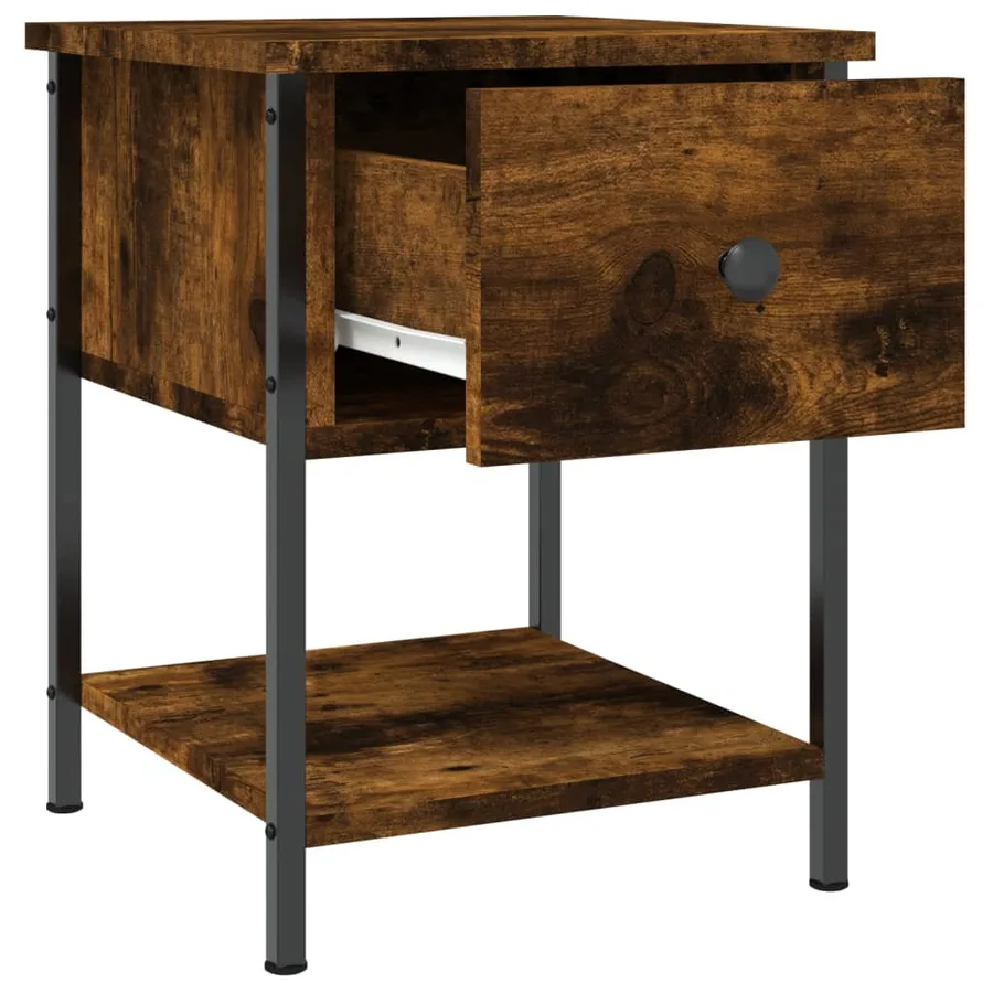 Table de chevet chêne fumé 34x35,5x45 cm bois d'ingénierie - 5