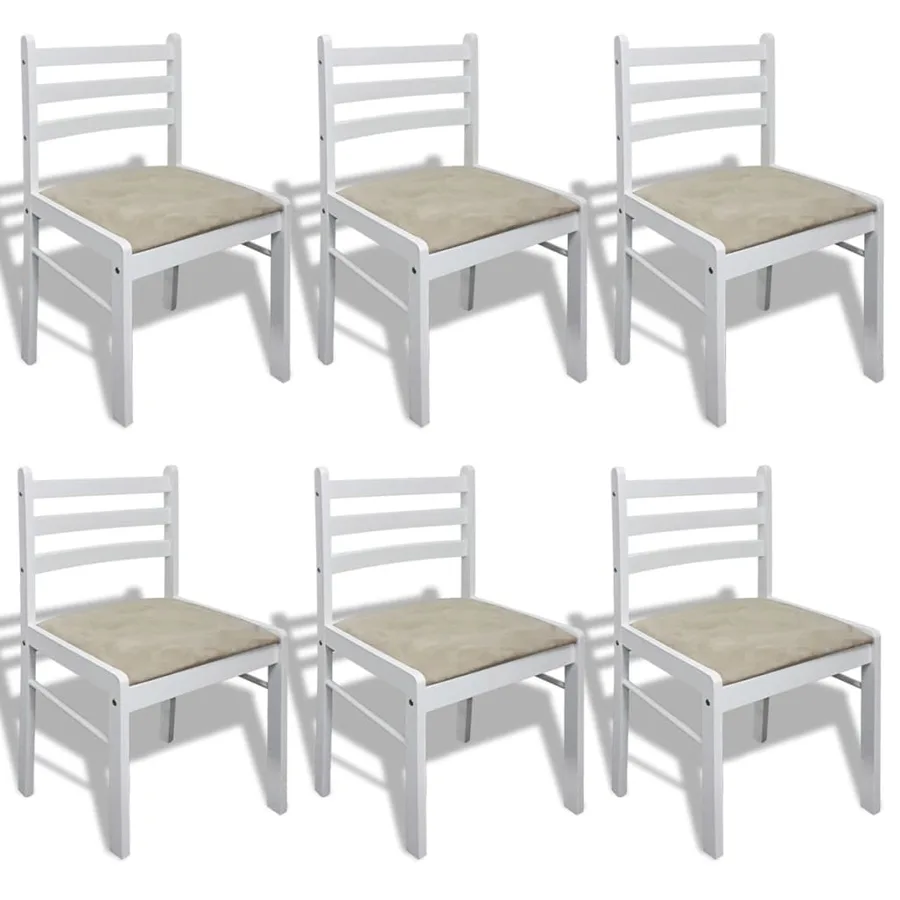 Chaises à manger lot de 6 blanc bois solide et velours - 2