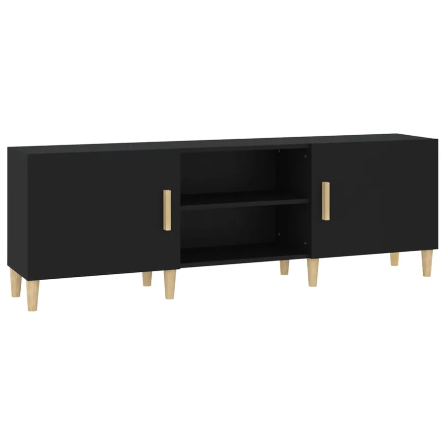 Meuble TV Noir 150x30x50 cm Bois d'ingénierie - 2