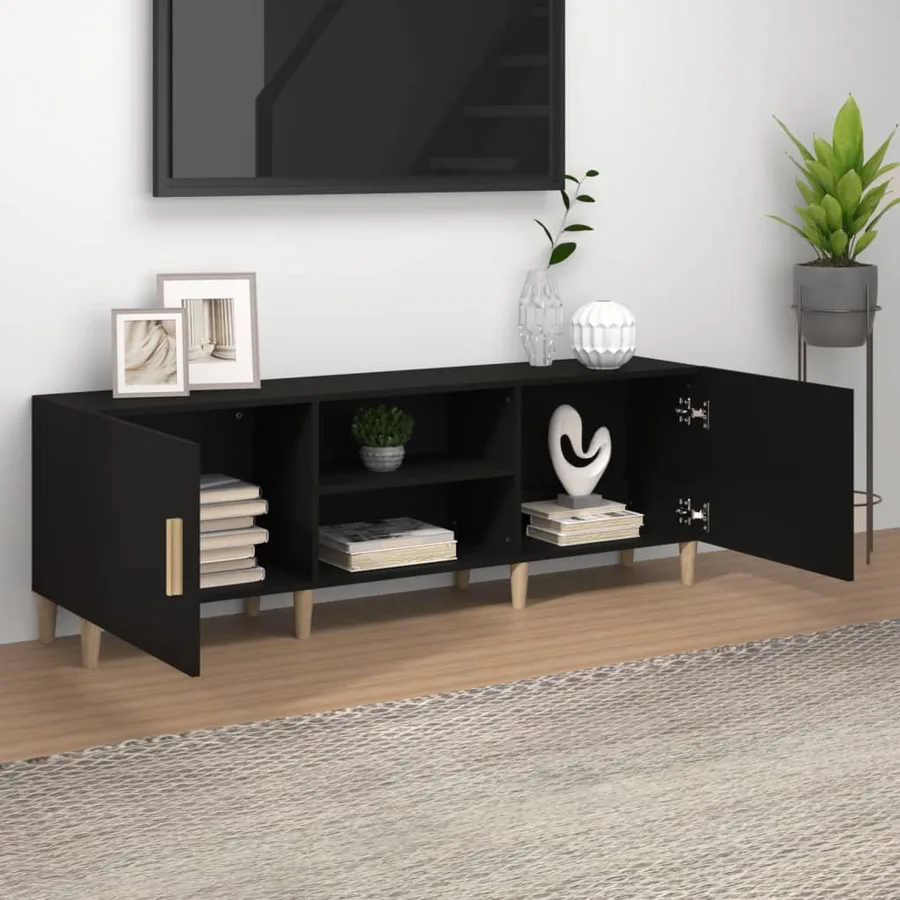 Meuble TV Noir 150x30x50 cm Bois d'ingénierie - 3