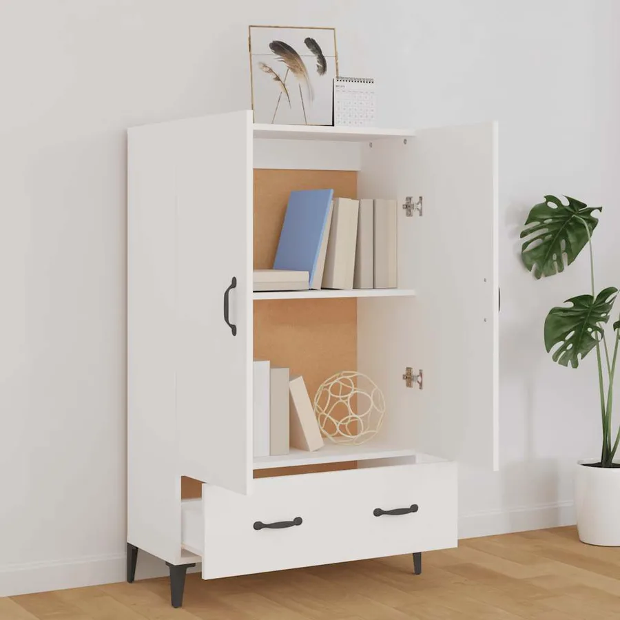 Buffet haut Blanc 70x31x115 cm Bois d'ingénierie - 3
