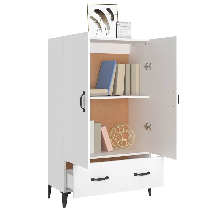 Buffet haut Blanc 70x31x115 cm Bois d'ingénierie - 4