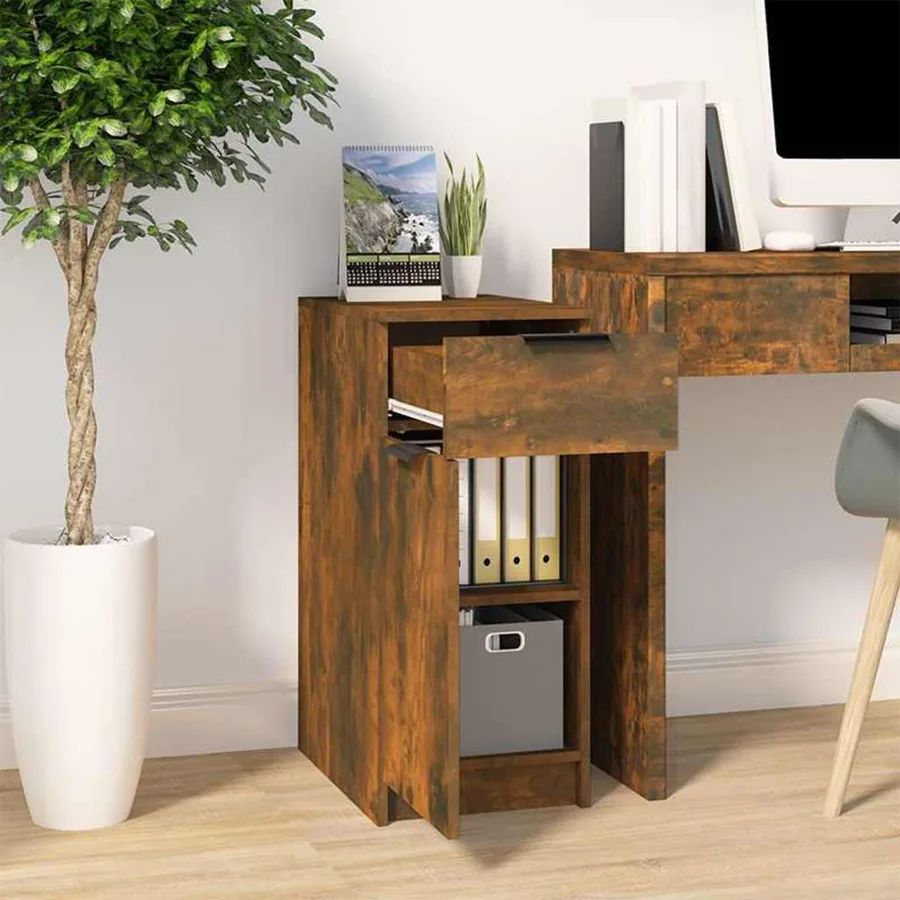 Armoire de bureau Chêne fumé 33,5x50x75 cm Bois d'ingénierie - 3