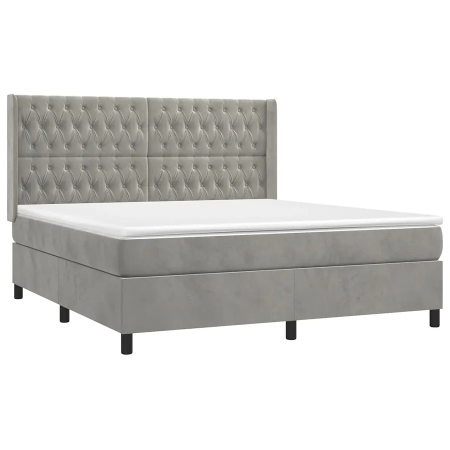 Sommier à lattes de lit matelas et LED Gris clair 160x200 cm - 4