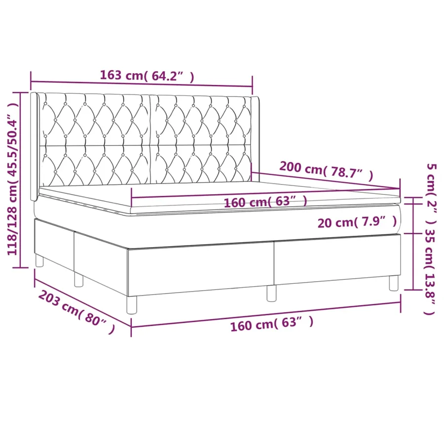 Sommier à lattes de lit matelas et LED Gris clair 160x200 cm - 8