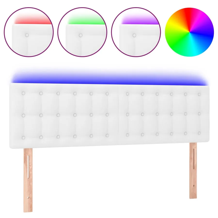Tête de lit à LED Blanc 144x5x78/88 cm Similicuir - 2