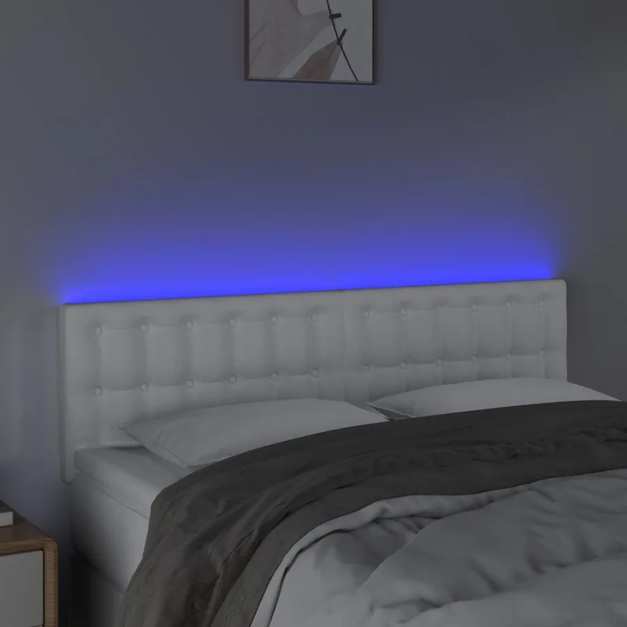 Tête de lit à LED Blanc 144x5x78/88 cm Similicuir - 3