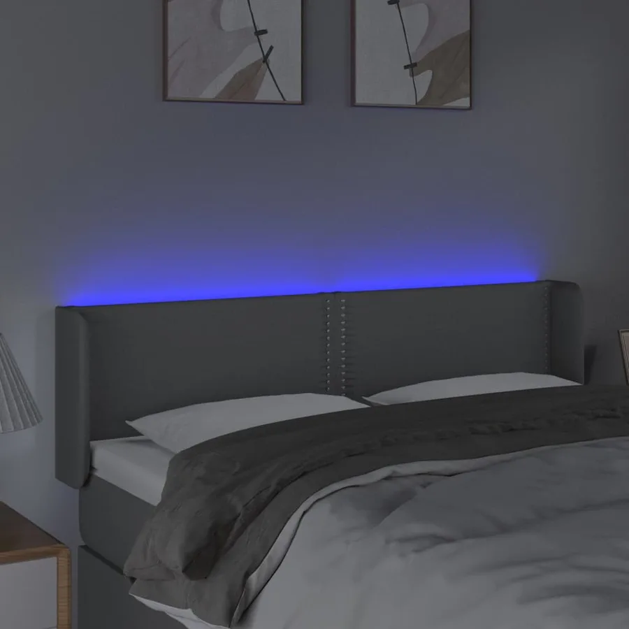 Tête de lit à LED Gris clair 147x16x78/88 cm Tissu - 4
