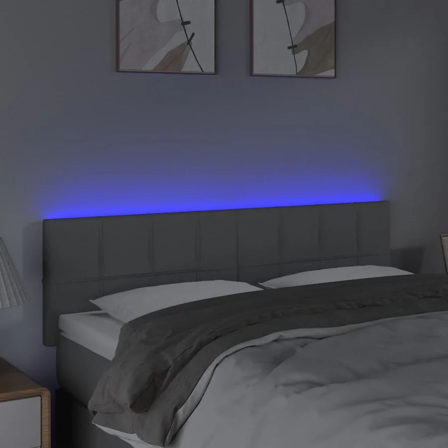 Tête de lit à LED Gris clair 144x5x78/88 cm Tissu - 3