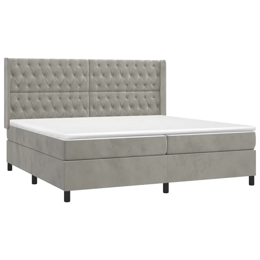 Sommier à lattes de lit et matelas Gris clair 200x200cm Velours - 3