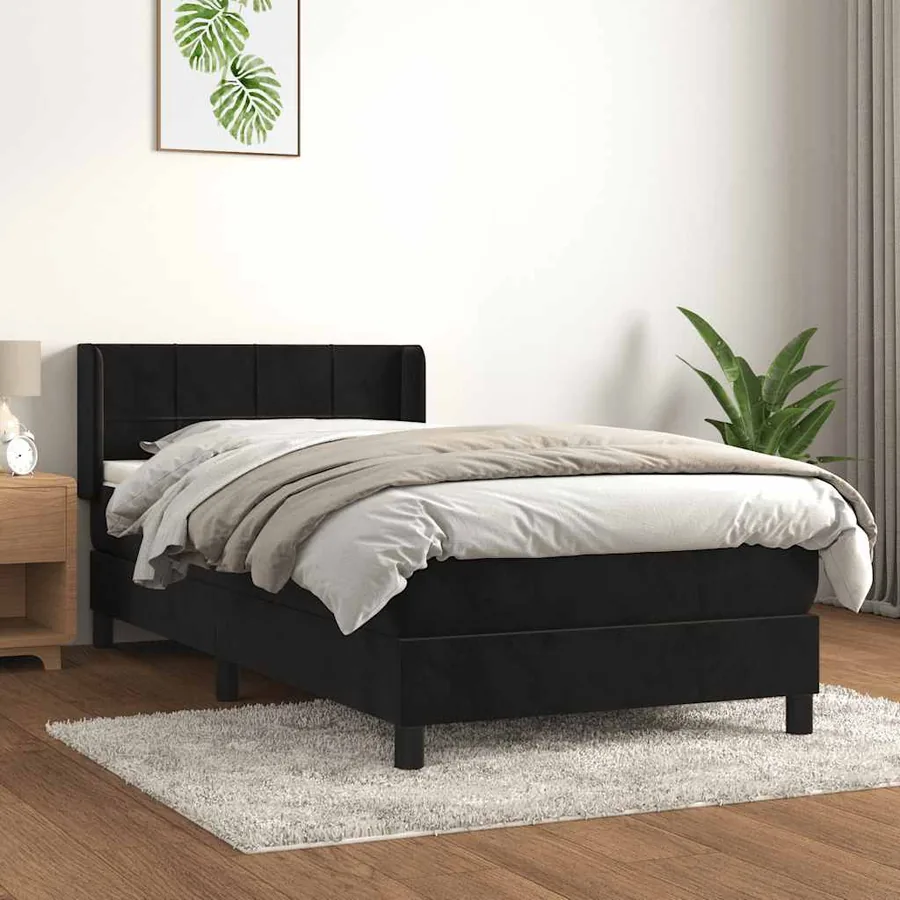 Sommier à lattes de lit et matelas Noir 80x200 cm Velours