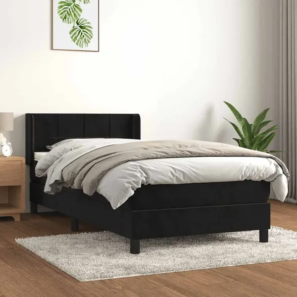 Sommier à lattes de lit et matelas Noir 80x200 cm Velours