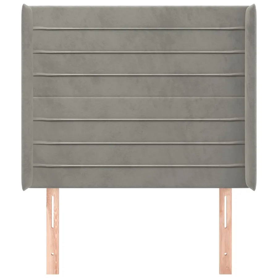 Tête de lit avec oreilles Gris clair 83x16x118/128 cm Velours - 3