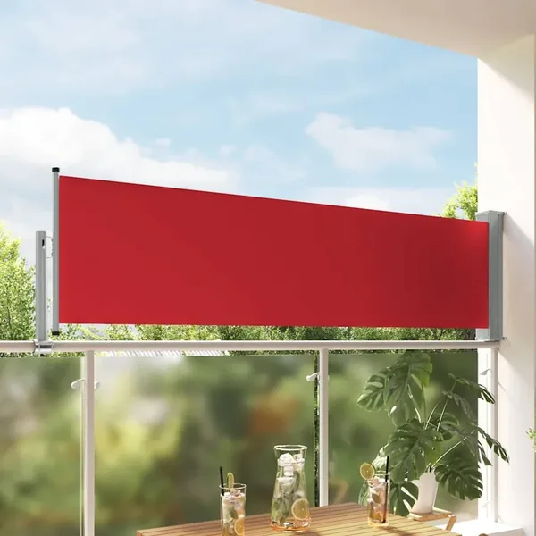 Auvent latéral rétractable de patio 80x300 cm Rouge