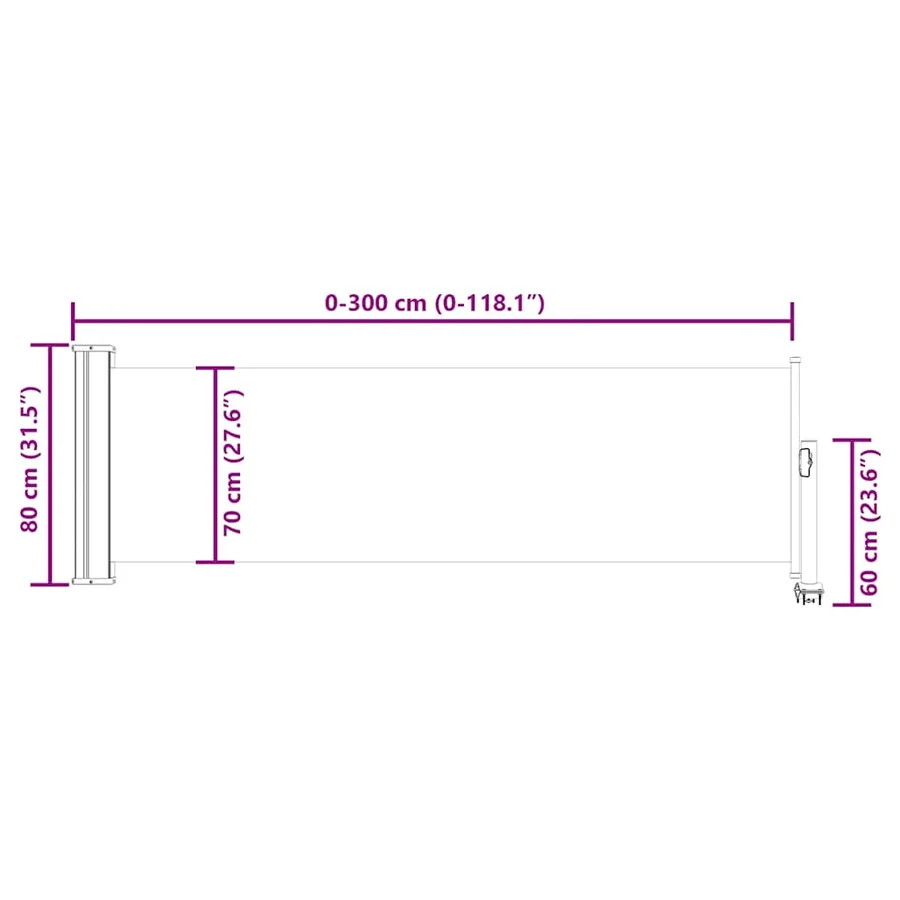 Auvent latéral rétractable de patio 80x300 cm Rouge - 11