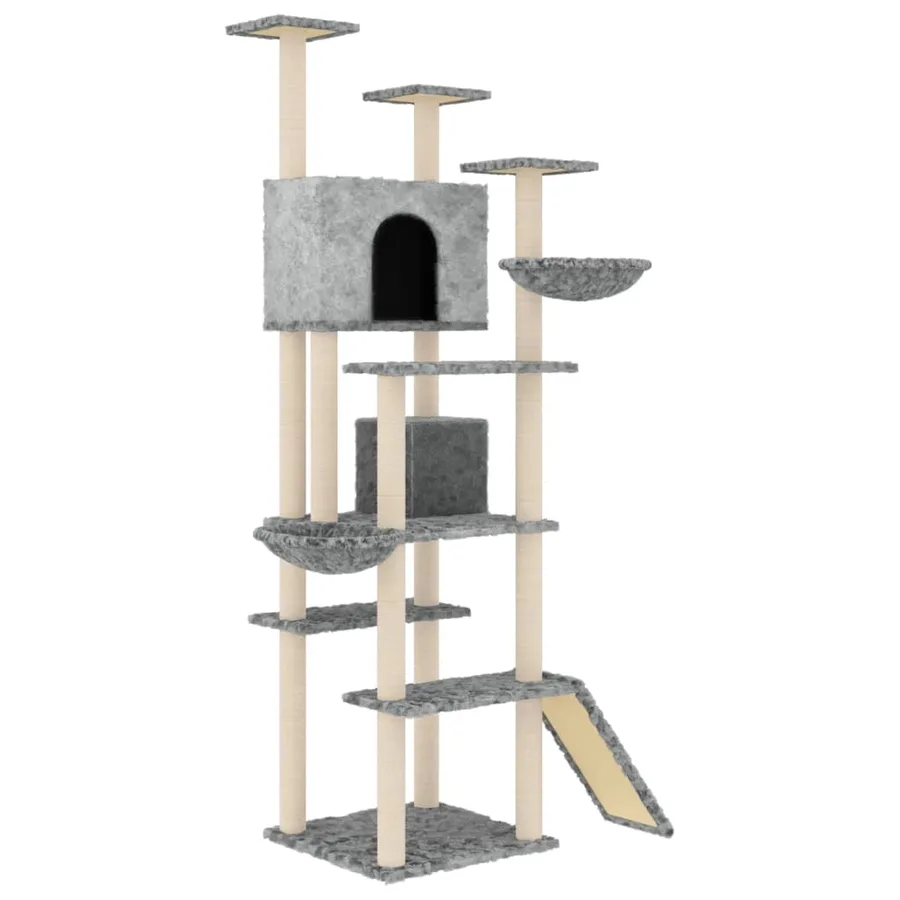 Arbre à chat avec griffoirs en sisal Gris clair 191 cm - 2
