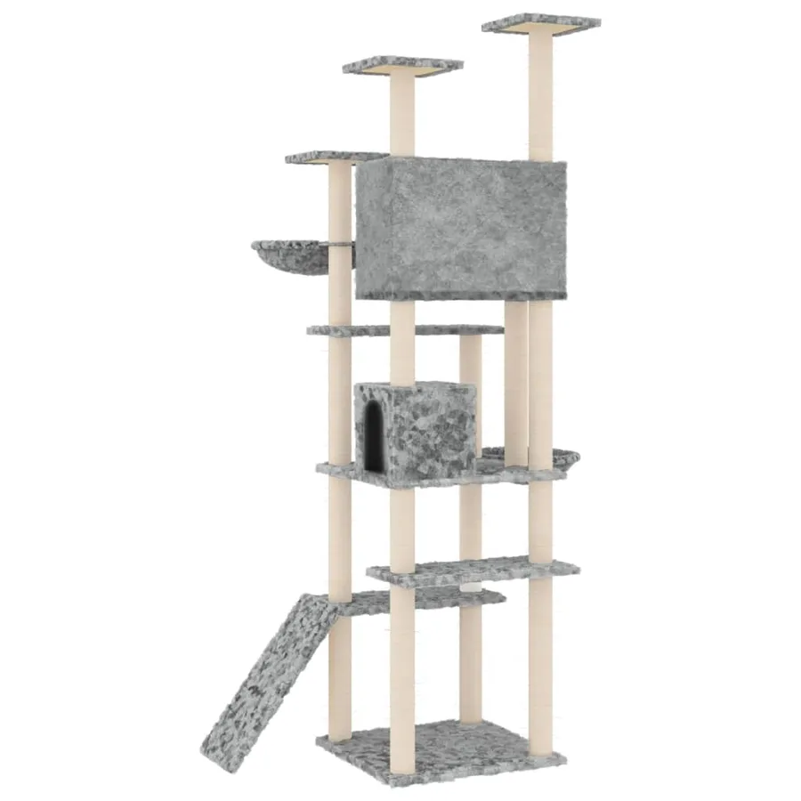 Arbre à chat avec griffoirs en sisal Gris clair 191 cm - 5