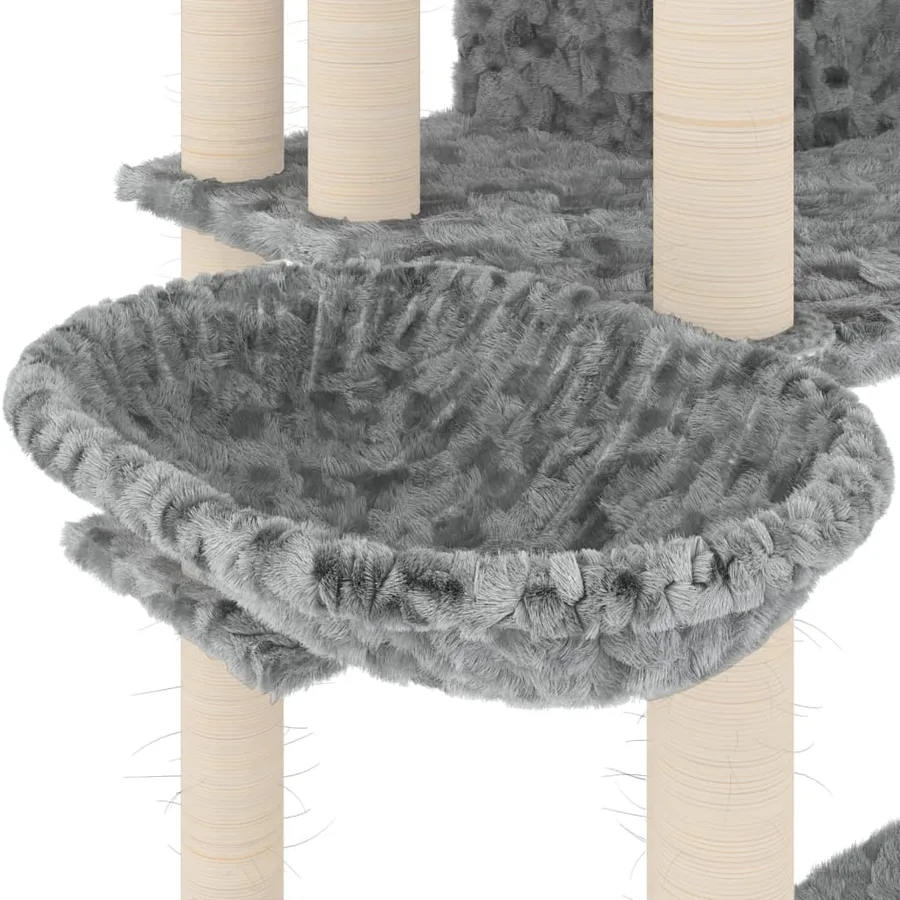 Arbre à chat avec griffoirs en sisal Gris clair 191 cm - 6