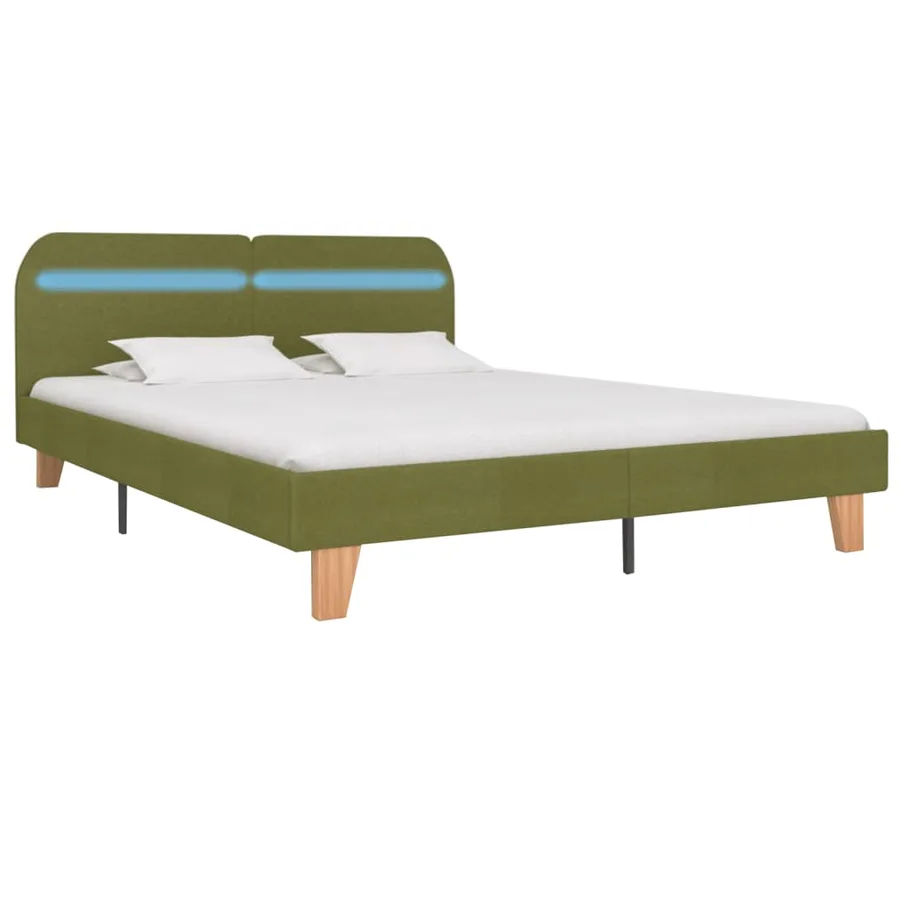 Cadre de lit avec LED sans matelas vert tissu 160x200 cm - 2