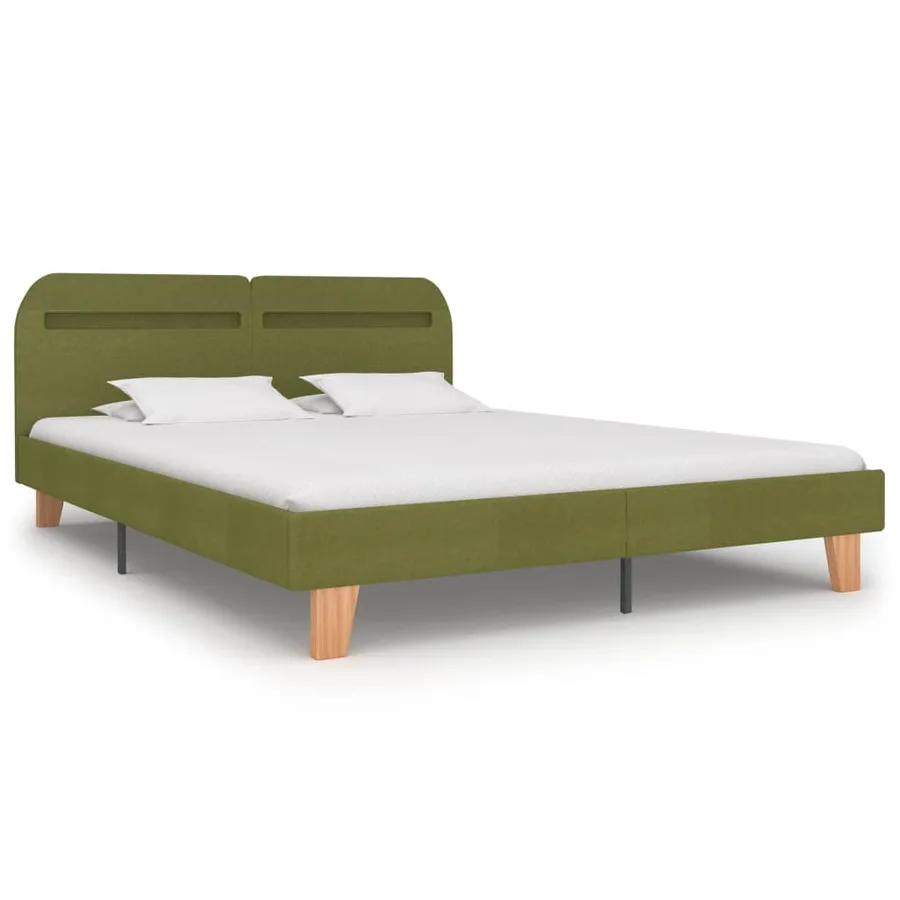 Cadre de lit avec LED sans matelas vert tissu 160x200 cm - 3