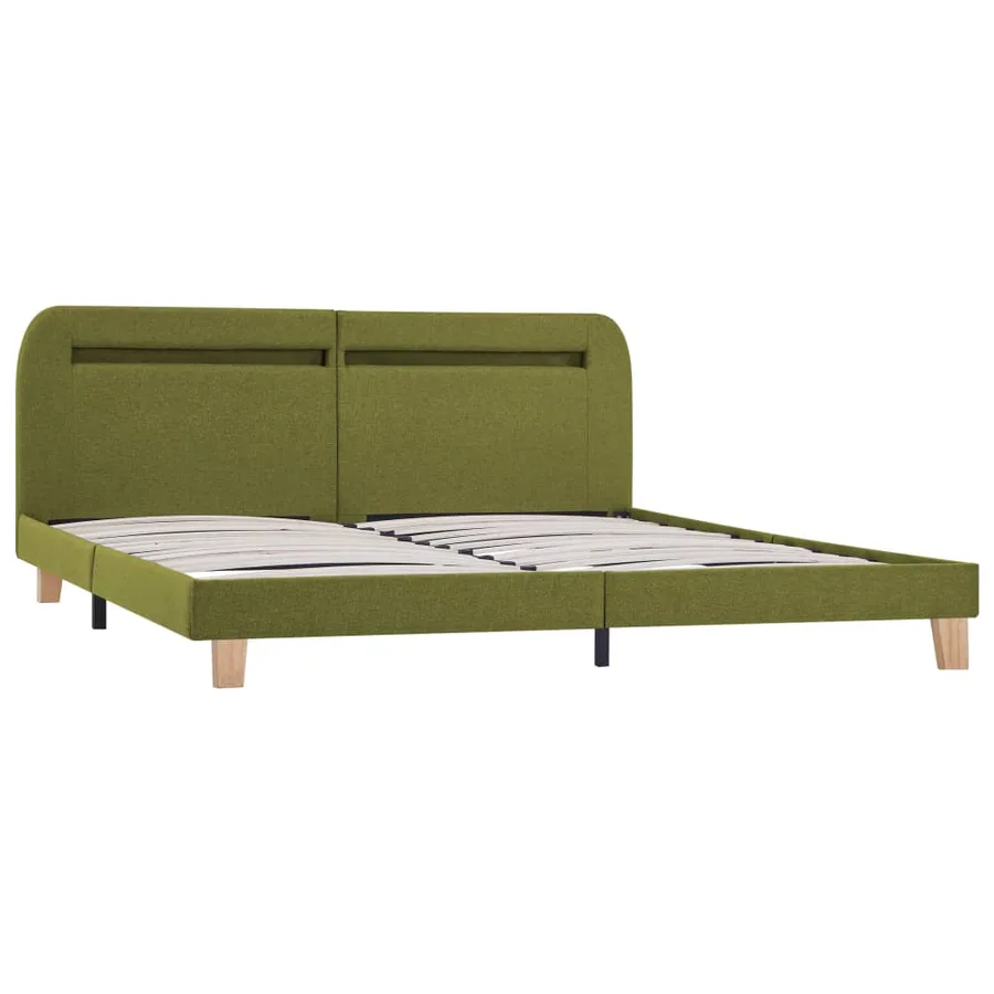 Cadre de lit avec LED sans matelas vert tissu 160x200 cm - 4