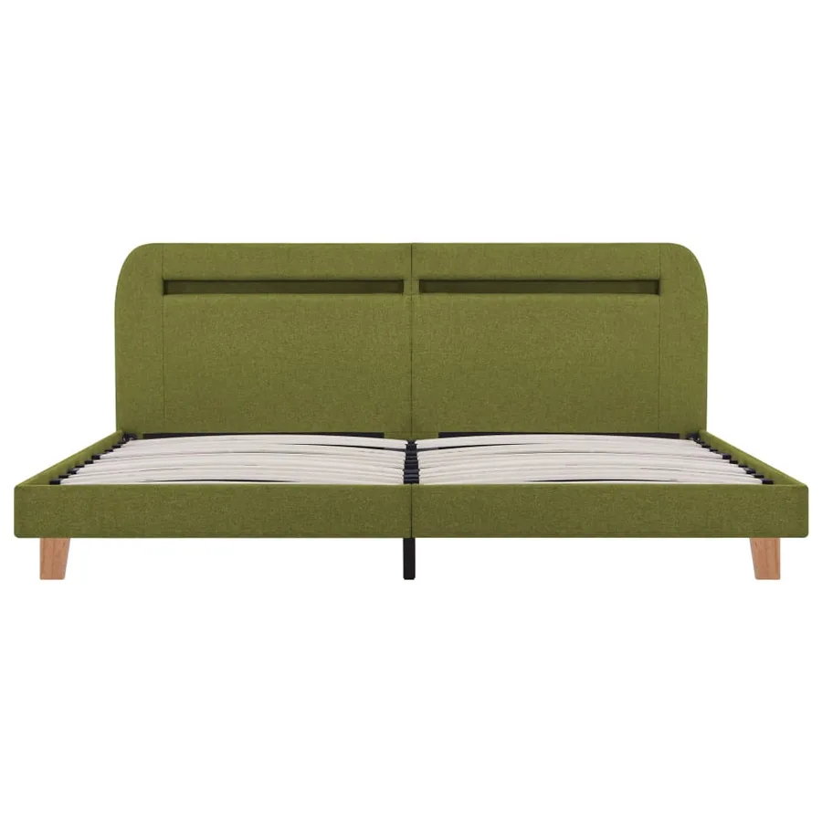 Cadre de lit avec LED sans matelas vert tissu 160x200 cm - 5