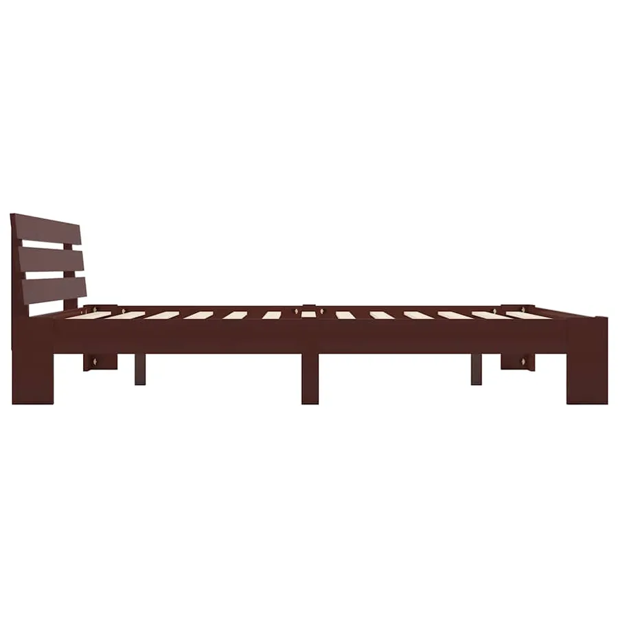 Cadre de lit sans matelas marron foncé pin massif 160x200 cm - 4