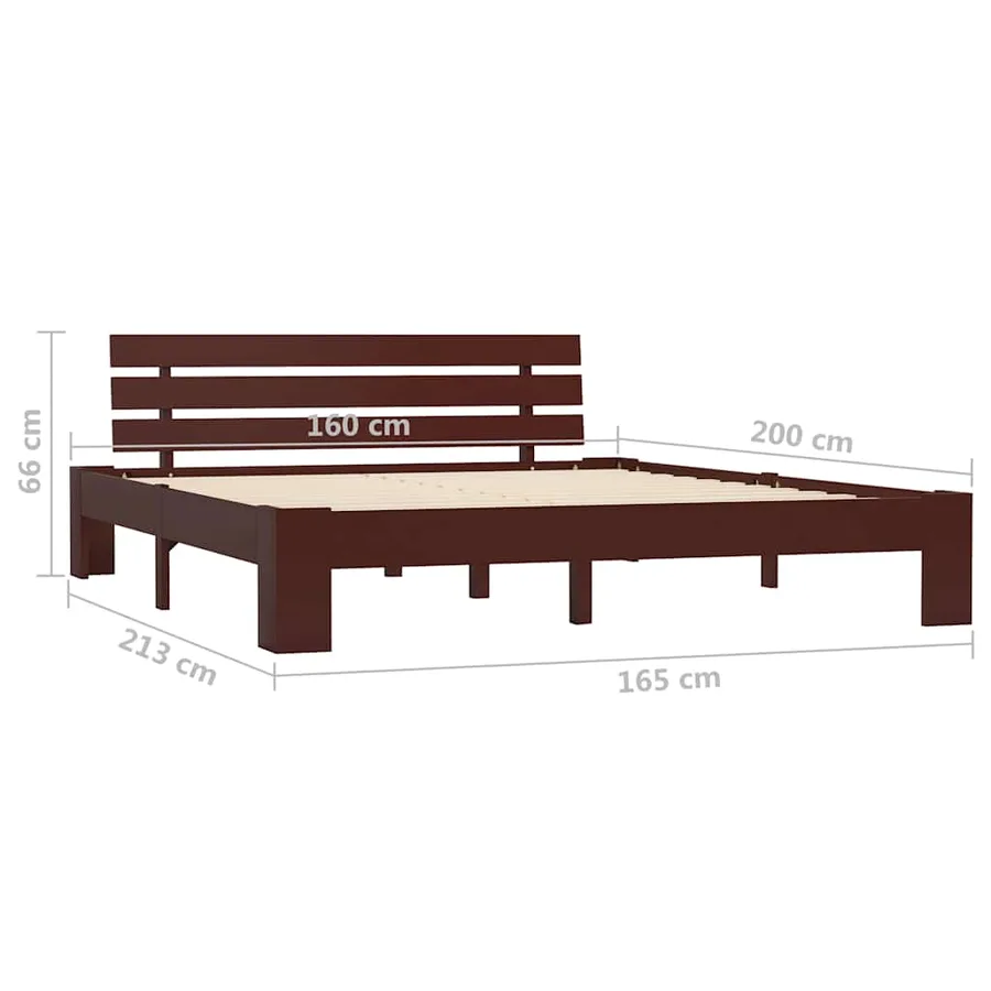 Cadre de lit sans matelas marron foncé pin massif 160x200 cm - 7